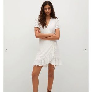 Mango Textured Ruffled Wrap Dress